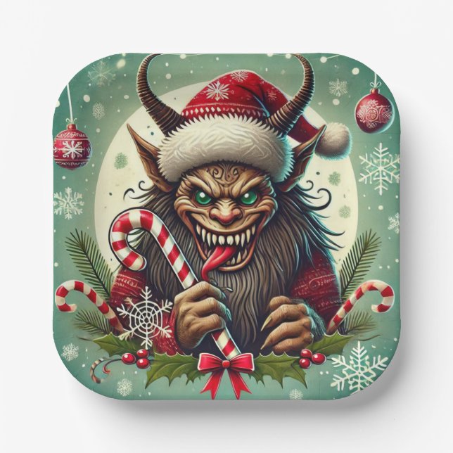 Christmas Krampus  Paper Plate (Front)