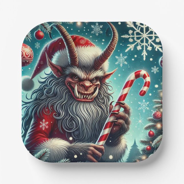 Christmas Krampus  Paper Plate (Front)