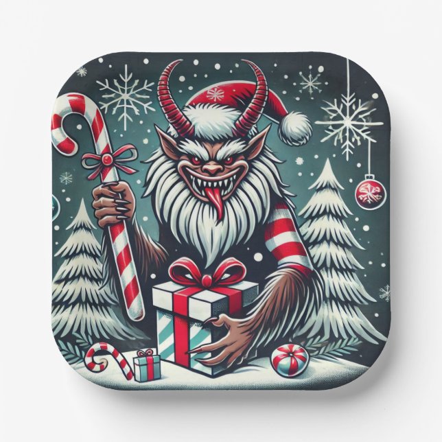 Christmas Krampus  Paper Plate (Front)