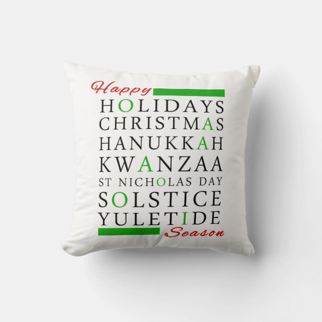 Christmas Kwanzaa Hanukkah Solstice Yuletide Cushion (Front)