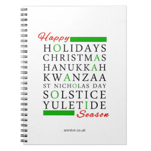 Christmas Kwanzaa Hanukkah Solstice Yuletide Notebook