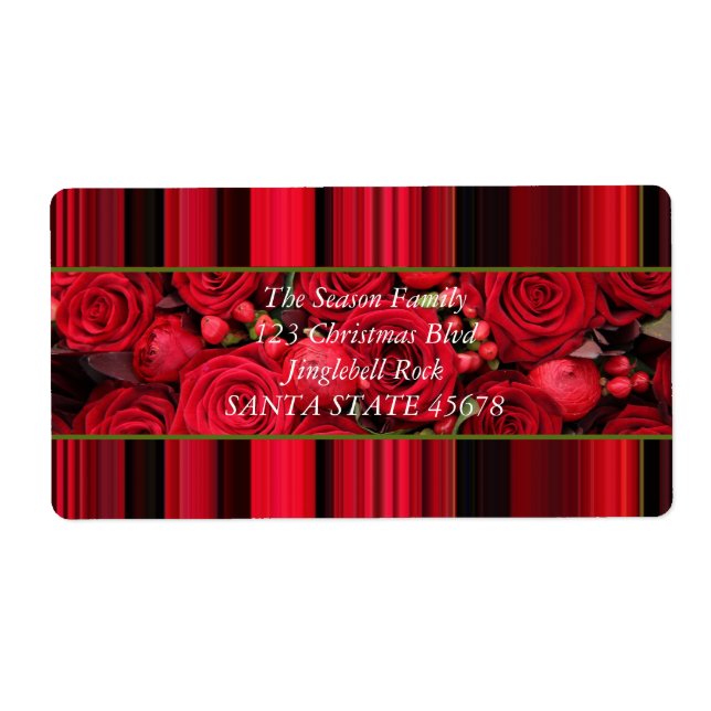 Christmas label red roses (Front)