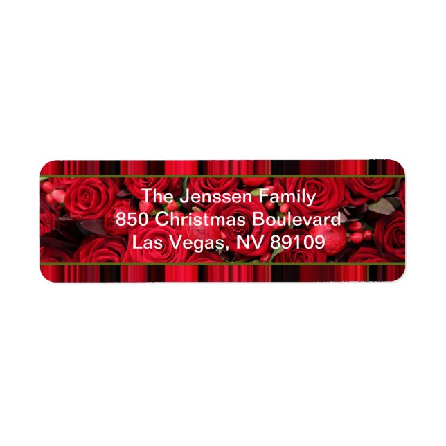 Christmas label red roses (Front)