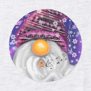 Christmas Labels with Happy Gnome In Purple Hat