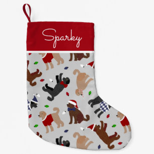 Christmas Labradoodle Grey Small Christmas Stocking