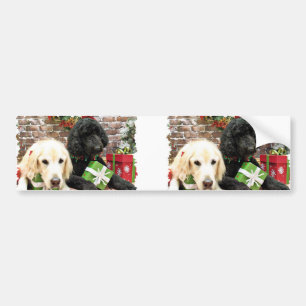 Christmas - LabraDoodle Miller - Golden Retriever Bumper Sticker
