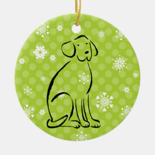 Christmas Labrador Art Add Name Ceramic Tree Decoration
