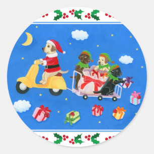 Christmas Labrador Delivery Painting Classic Round Sticker