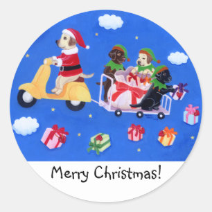Christmas Labrador Delivery Painting Classic Round Sticker