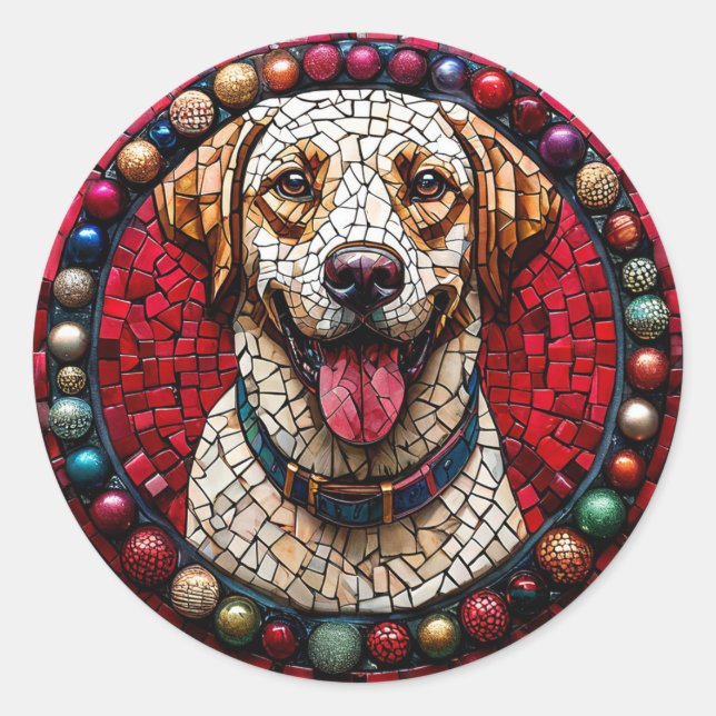 Christmas labrador dog classic round sticker (Front)