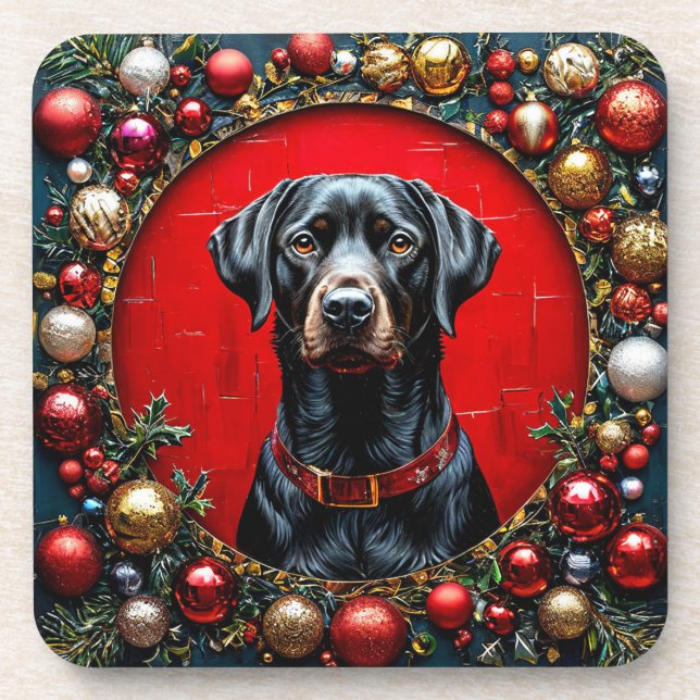 Christmas Labrador dog Coaster (Front)
