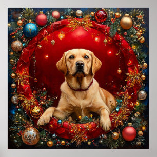 Christmas Labrador dog Poster