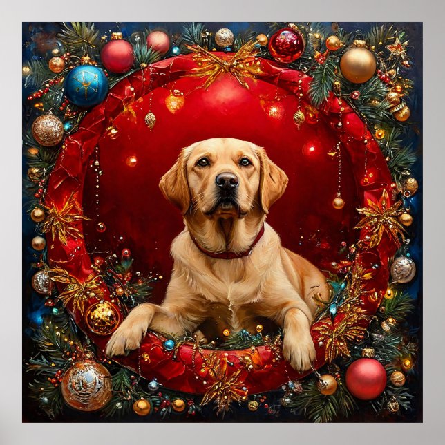 Christmas Labrador dog Poster (Front)