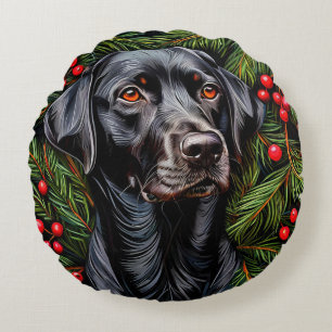 Christmas labrador dog round cushion
