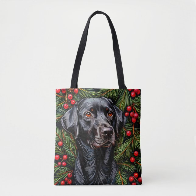 Christmas labrador dog tote bag (Front)