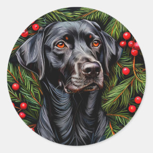 Christmas Labrador dog Winter Christmas Pet Decor Classic Round Sticker