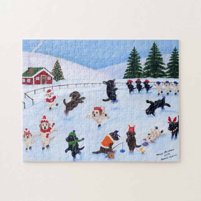 Christmas Labrador Fun Painting Jigsaw Puzzle (Horizontal)
