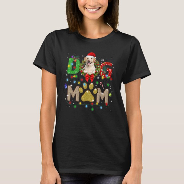 Christmas Labrador Mum Hat Santa Scarf Plaid Dog M T-Shirt (Front)