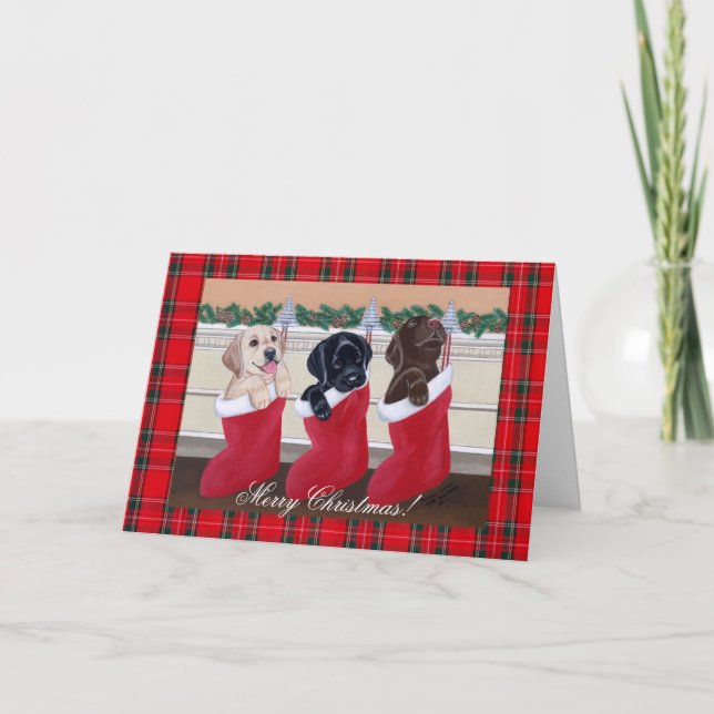 Christmas Labrador Puppies Holiday Card (Front)