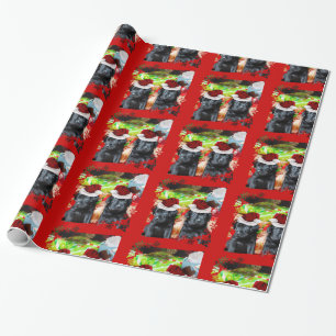 Christmas Labrador puppies red wrapping paper