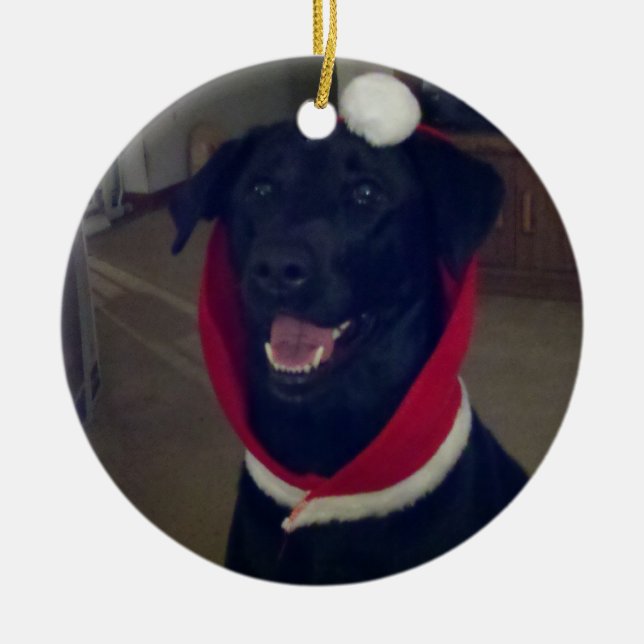 Christmas Labrador Retriever Ceramic Tree Decoration (Front)