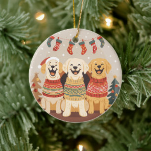 Christmas Labrador Retriever Dogs Ceramic Tree Decoration