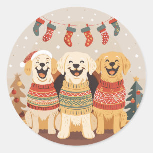 Christmas Labrador Retriever Dogs Classic Round Sticker