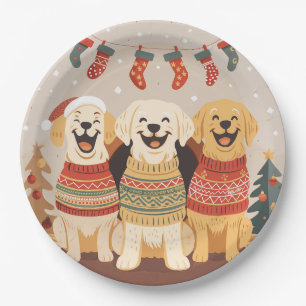 Christmas Labrador Retriever Dogs Paper Plate