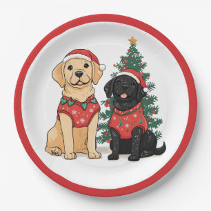 Christmas Labrador Retriever Dogs Paper Plate