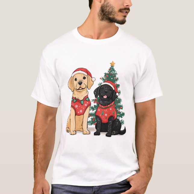 Christmas Labrador Retriever Dogs T-Shirt (Front)
