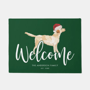 Christmas Labrador Retriever Personalised Green Doormat