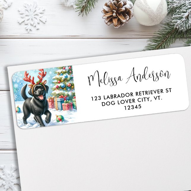 Christmas Labrador Retriever Puppy Return Address (Creator Uploaded)