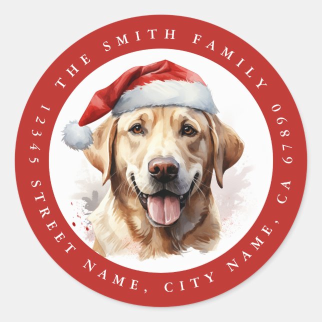 Christmas Labrador Retriever Round Stickers (Front)