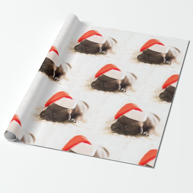 CHRISTMAS LABRADOR W/ A Santa hat Wrapping Paper (Unrolled)
