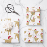 Christmas Labrador Yellow Dog In Santa Hat Wrapping Paper Sheet<br><div class="desc">Christmas Labrador Yellow dog Santa hats wrapping paper sheets from Ricaso (black and chocolate available in store)</div>
