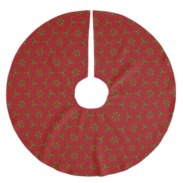 Christmas Lace Pattern Brushed Polyester Tree Skirt (Front)