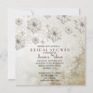 Christmas Lace Snowflakes Bridal Shower Invitation