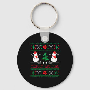 Christmas Lacrosse Lax Player Ugly Christmas Xmas Key Ring
