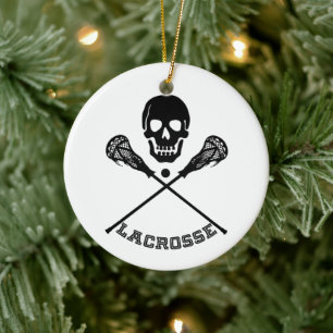Christmas Lacrosse Sticks Ceramic Tree Decoration