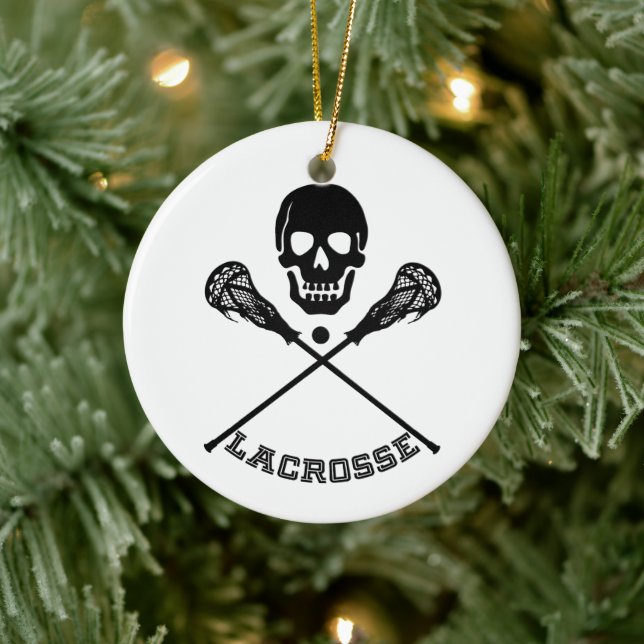 Christmas Lacrosse Sticks Ceramic Tree Decoration (Tree)