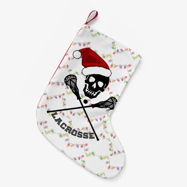 Christmas Lacrosse Sticks Small Christmas Stocking (Front (Hanging))