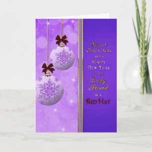 Christmas - Lady in Red Hat Greeting Holiday Card