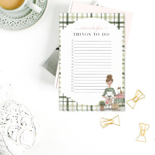 Christmas Lady with Cat Personalized To-Do Post-it Notes