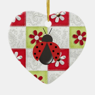 Christmas Ladybug Ceramic Tree Decoration