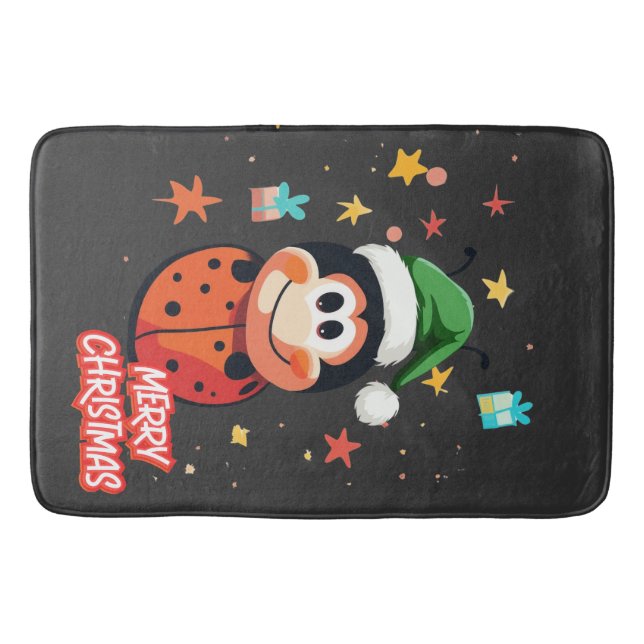 Christmas Ladybug Cheer Bath Mat (Front)