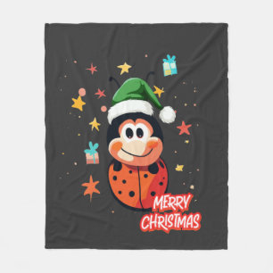 Christmas Ladybug Cheer Fleece Blanket