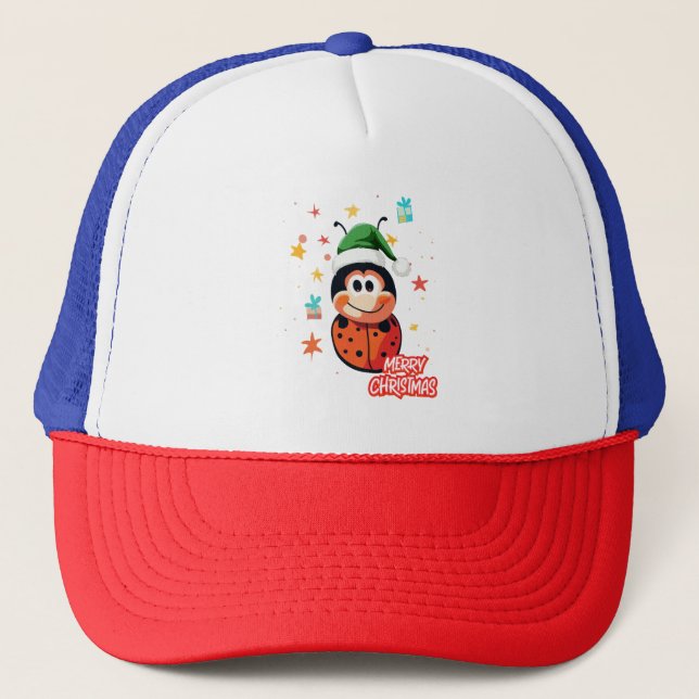 Christmas Ladybug Cheer Trucker Hat (Front)