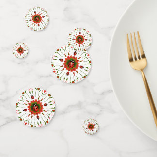 Christmas Ladybug Party Red White Green Table Confetti