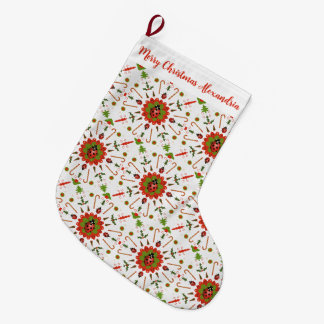 Christmas Ladybug Red, Green, and White Large Christmas Stocking