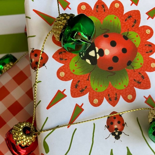 Christmas Ladybug Red, Green, and White Wrapping Paper (Creator Uploaded)